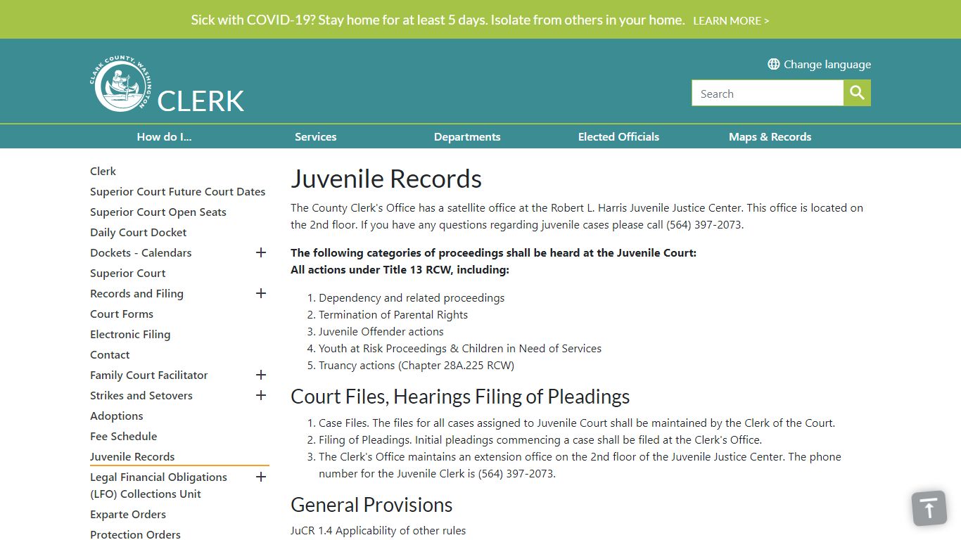 Juvenile Records | Clark County